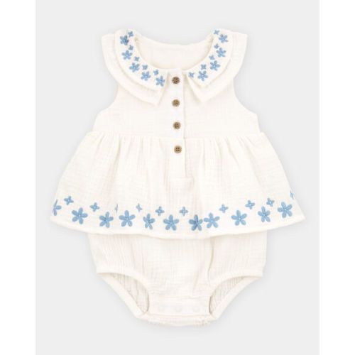 Baby Girl Floral Bodysuit Dress - White | Carter's