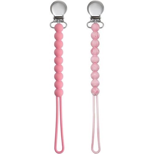 Pacifier Clips Baby Girls - MORIBOX Paci Clip Soothe Baby Binky Holder for Shower Birthday Gift 2 Pack