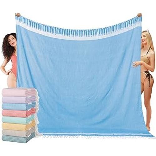 Oversized Turkish Beach Towel Blanket XXL Cotton Sandproof Towels Boho Woven Extra Large Big Sand Free Giant Throw Blankets Huge Quilt XL Picnic Camping Necessities Cloud for Adult Gifts