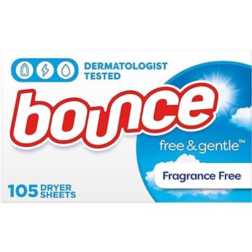 Bounce Fabric Softener Dryer Sheets, Free and Gentle, 105 Count