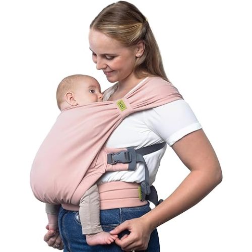 Boba Bliss Pre-Wrapped Baby Carrier with Buckle - Newborn to 7-35 lbs Light, Breathable & Easy to Adjust Hybrid Infant Sling & Toddler Carrier - Certified Hip-Healthy for 0-18 Months - Bloom