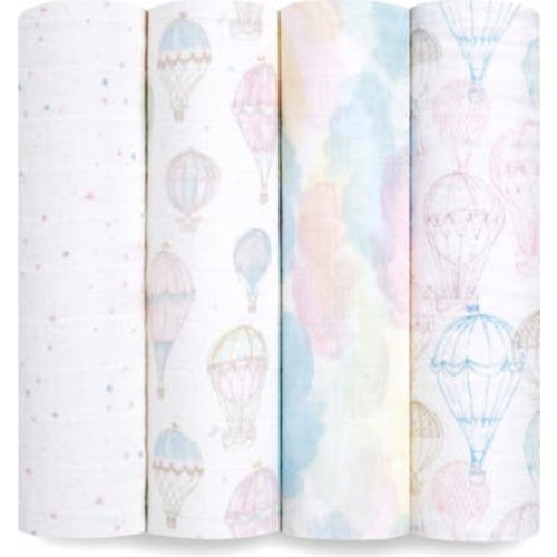 Boutique 4-Pack 100% Organic Cotton Muslin Swaddles