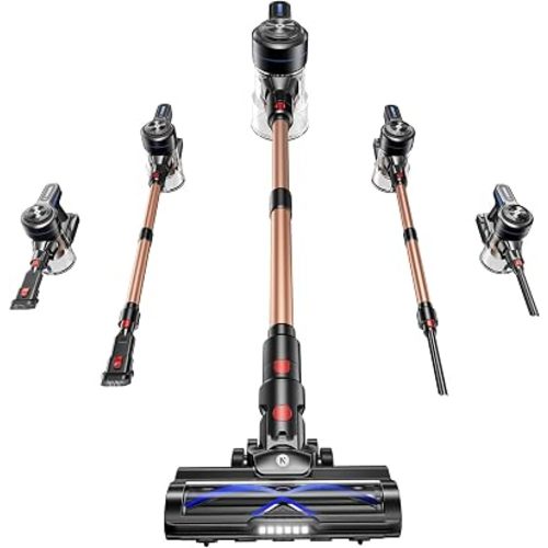 NADALY Cordless Vacuum Cleaner, 580W 50KPa Self-Standing Stick Vacuum with 65-Min Runtime, Anti-Tangle Brush, 1.8L Large Dust Cup, Lightweight Vacuum Cleaners for Home Hardwood Floor Carpet Pet Hair