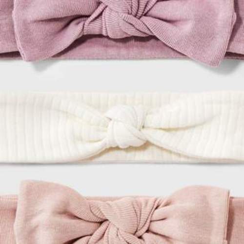 Baby 3pk Headwrap - Cloud Island™ Pink 0-6M: Solid Cotton Infant Accessories Set : Target