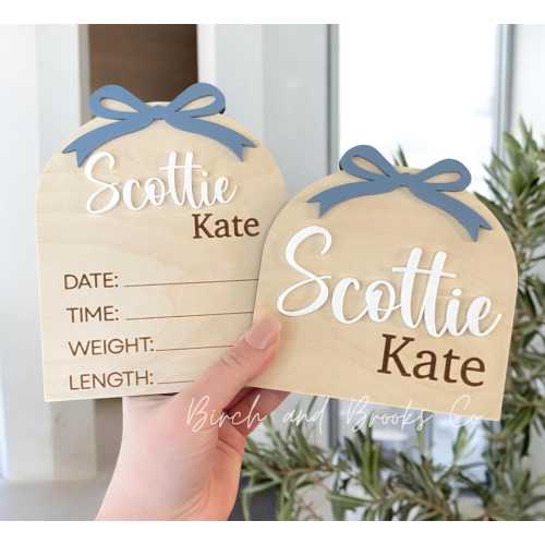 Coquette Bow Baby Name Sign: Custom Birth Stats Photo Prop