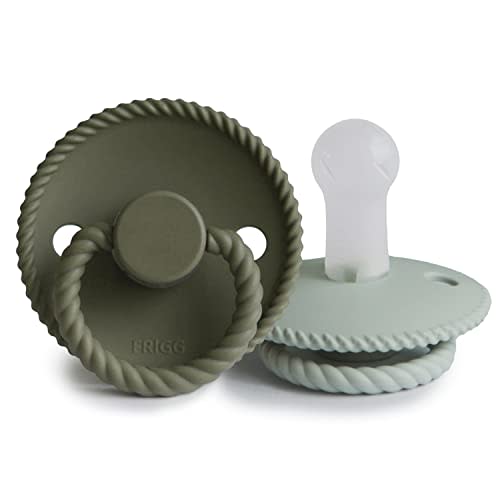 Frigg Rope SilkySoft Silicone Baby Pacifier | Made in Denmark | BPA-Free (Olive/Sage, 6-18 Months)
