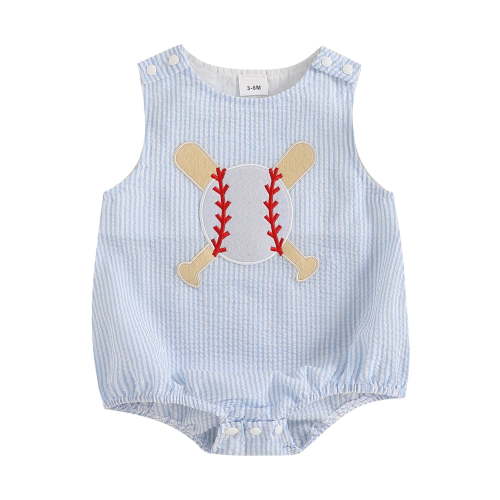 BemeyourBBs Baby Girls Boys Rompers Baseball Embroidered Sleeveless Bodysuits