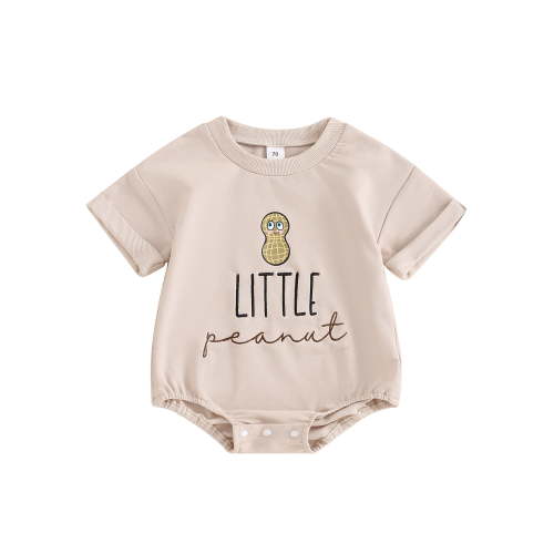 Suealasg 0-18 Months Baby Boys Romper Letter Peanut Pattern Short Sleeve Bodysuits Newborn Summer Casual Jumpsuits Clothes