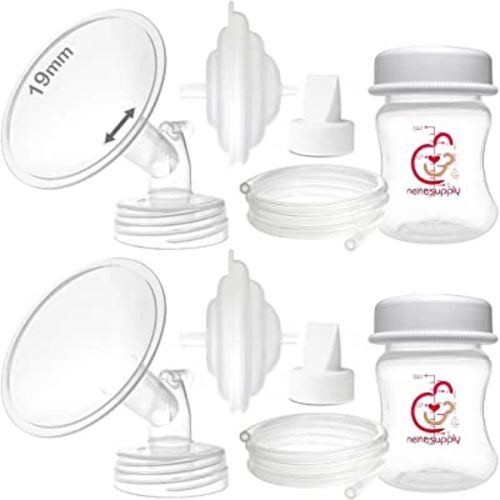 Nenesupply Pump Parts Compatible with Spectra S2 S1 9 Plus Breast Pump to Replace Spectra Pump Parts S2 Accessories Flange 19mm Duckbill Valve Tubing Pumping Bottles Backflow Protector