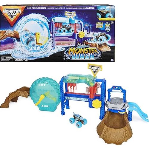 Monster Jam, Megalodon Monster Wash, Includes Color-Changing Truck, Interactive Water Play Kids Toys for Aged 3 and Up