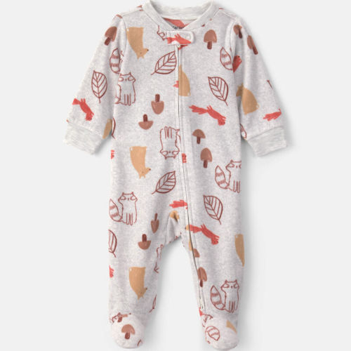 Baby Autumn Fleece 2-Way Zip Sleeper - Grey | Carter’s Oshkosh Canada