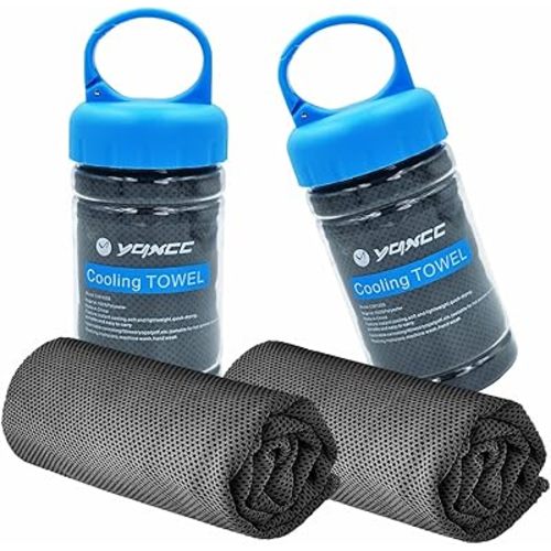 YQXCC Cooling Towel | 2 Pack 47"x12" | Ice Cool for Neck | Soft Breathable Microfiber Chilly | for Yoga, Golf, Gym, Camping, Running, Workout & More Activities