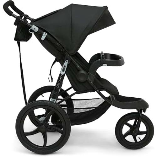 Amazon.com: Delta Children Apollo Jogging Stroller - Shock Absorbing Frame with Large Canopy & Recline - Car Seat Compatible, Black