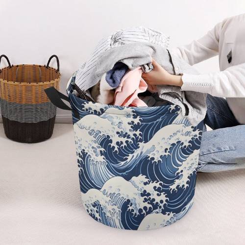 The Great Wave off Kanagawa Laundry Hamper, Japanese Ocean Laundry Basket, Japanese Laundry Hamper Room Decor Art