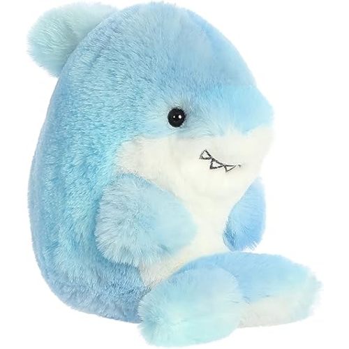 Aurora® Round Rolly Pet™ Sutton Shark™ Stuffed Animal - Adorable Companions - On-The-Go Fun - Blue 5 Inches