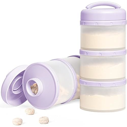 Termichy Stackable Formula Dispenser Portable Milk Powder Container, 2 Pack, Light Purple