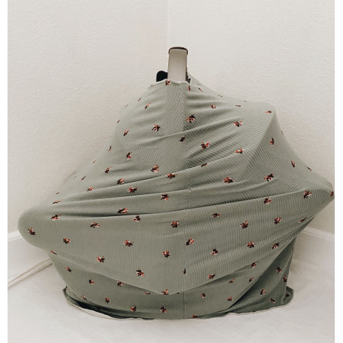 Dark sage floral, car seat canopy, nursing cover, baby shower gift,