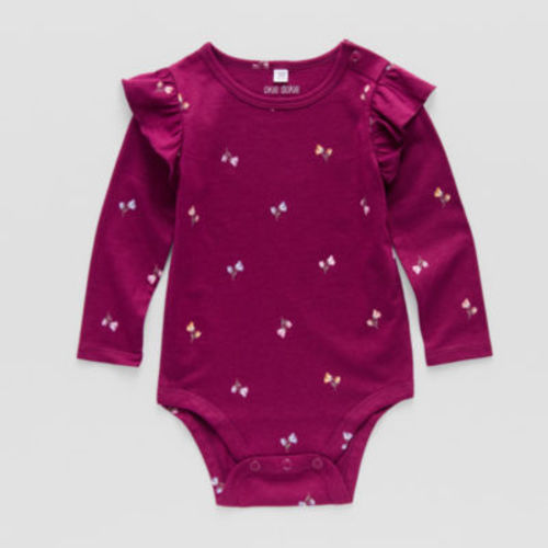 Okie Dokie Baby Girls Round Neck Long Sleeve Bodysuit