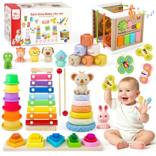 8 in 1 Musical Baby Toys 6 to 12 Months, Montessori Sensory Toys for Babies 0-6-12-18 Months, Infant Teething Sorting Stacking Cups Toys