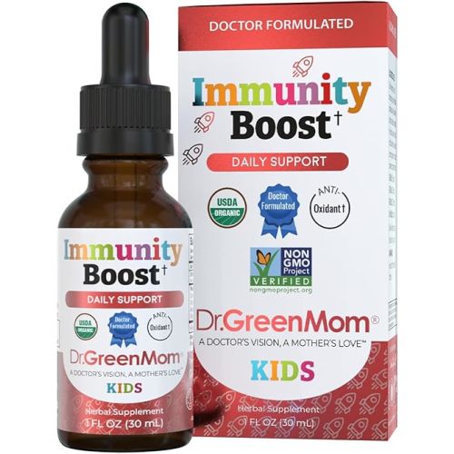 Dr. Green Mom Immunity Boost - Herbal Immune Support Supplement for Babies, Toddlers and Children - Liquid Drops with Organic Echinacea, Elderberry, Astragalus & Vitamin C