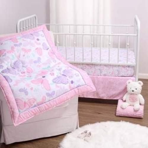 "baby crib bedding set for girls butterfly"