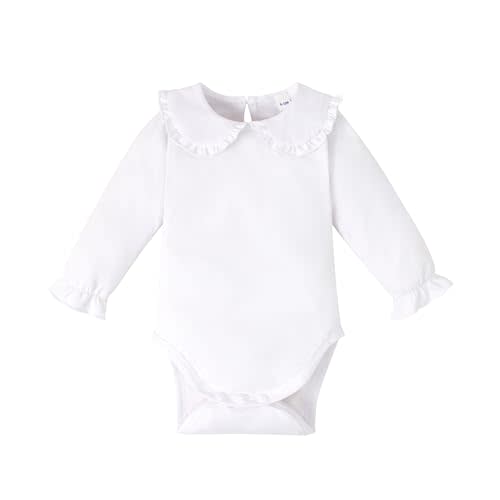 Magic Park 0-24M Infant Girl Peter Pan Collar Romper Baby Long Sleeve Bodysuit Girls Ruffle Jumpsuit Casual Winter Tops