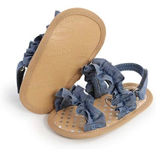 COSANKIM Infant Baby Girls Summer Sandals with Flower Soft Sole Newborn Toddler First Walker Crib Dress Shoes