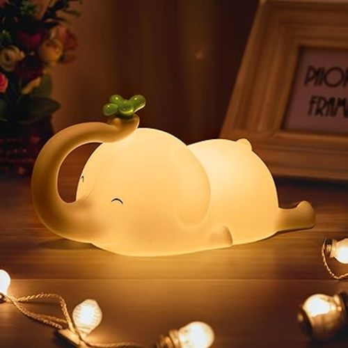 Elephant Leg Lamp, Baby Room Night Light, Cute Silicone LED Nightlight for Kids, Rechargeable Lamp with 3-Level Brightness, Funny Night Lamp for Baby Nursery, Bedroom and Study Desk