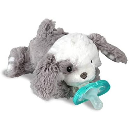 RaZbaby RaZbuddy JollyPop Pacifier Holder with Removable Baby Pacifier, Puppy
