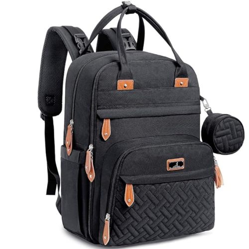 BabbleRoo Diaper Bag Backpack - Tote - Multi function Waterproof Diaper Bag, Travel Essentials Baby Bag with Changing Pad, Stroller Straps & Pacifier Case - Unisex, Black - Polyester