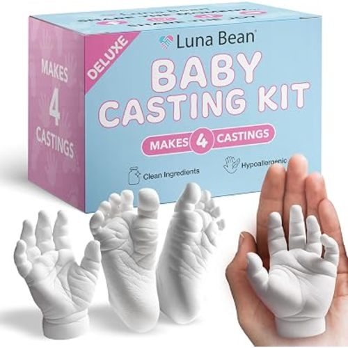 Luna Bean Baby Casting Kit - Hand & Foot Keepsake Mold, 4pc, New Mom Gift