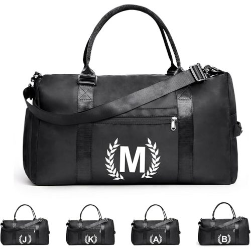 Gym Bag for Women & Men, Travel Duffle Bag with Wet Pocket & Shoes Compartment, Personalized Present for Men& women Teenager Girls Initial Birthday Gifts for Mom Dad Friends