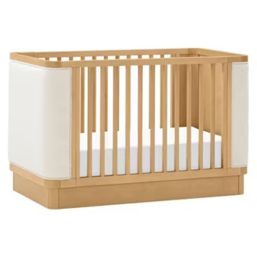 Babyletto Bondi Boucle 4-in-1 Convertible Crib with Toddler Bed Conversion Kit - Honey with Ivory Boucle