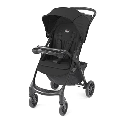 Chicco Mini Bravo Plus Lightweight Stroller for Babies and Toddlers, 3-Position Reclining Seat and UPF-Rated Canopy, Child and Parent Trays, Self-Standing Fold | Storm/Black