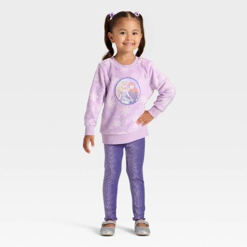 Toddler Girls' 2pc Disney Frozen Elsa Anna Cozy Sweatshirt and Velour Pant Set - Purple