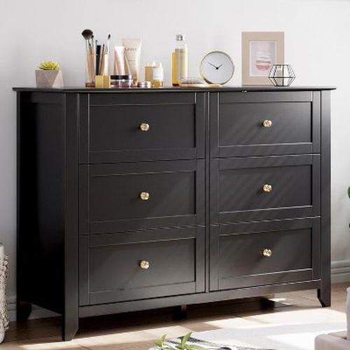 6 Chest of Drawer Dresser, Modern Bedroom Storage Organizer with Drawers for Bedroom, Living Room, Entryway, Black