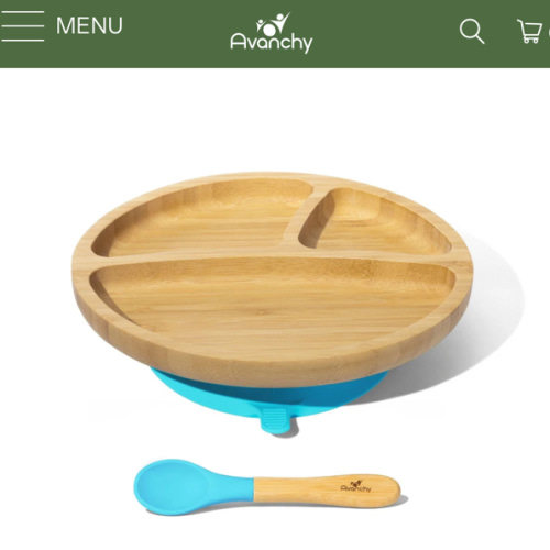 Avanchy | Bamboo Toddler Plates,BLW Silicone Suction Cup Divided Plate