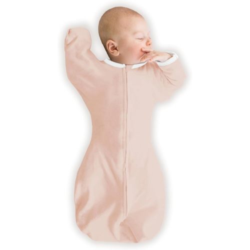SwaddleDesigns Organic Transitional Swaddle Sack, Arms Up Half-Length Sleeves & Mitten Cuffs, Most Gradual Transition Swaddle