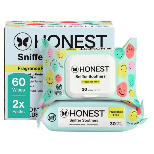 The Honest Company Plant-Based Snot Removing Wipes, Soothing Nose with Aloe, Hypoallergenic for Sensitive Skin, EWG Verified Fragrance-Free, 60 Count