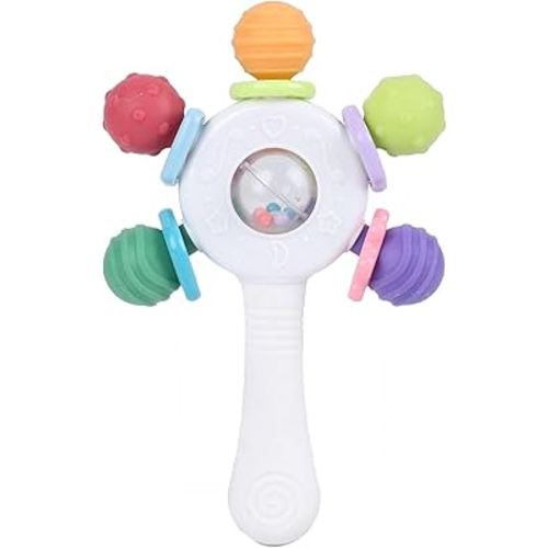 Baby Rattle Toys,Baby Teether Teething Toys for Babies 0 3 6 9 12 18 Months,Baby Sensory Toy for 0-6 6-12 Months, Montessori Early Education Toy,Manhattan Ball Toy,Grasp Training Toy(White)