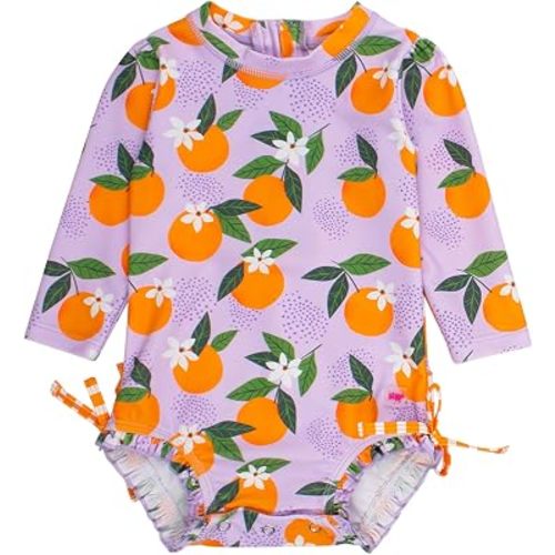RuffleButts Baby Girls Novelty Baby One Piece - Rash Guard Swimsuit UPF 50+