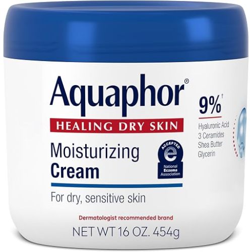 Aquaphor Moisturizing Face and Body Cream with Hyaluronic Acid, 16 OZ