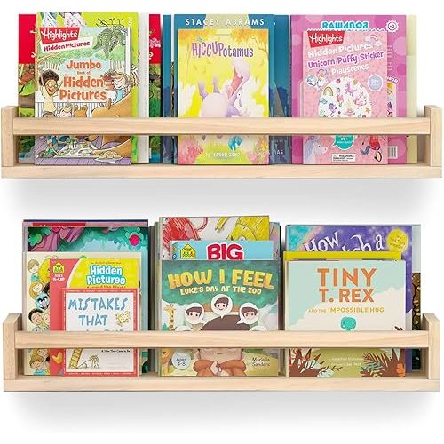 24 inch Nursery Book Shelves Set of 2, Wall Bookshelves for Kids， Perfect for Baby’s Room, Kitchen, Bedroom and Bathroom. (24inch)