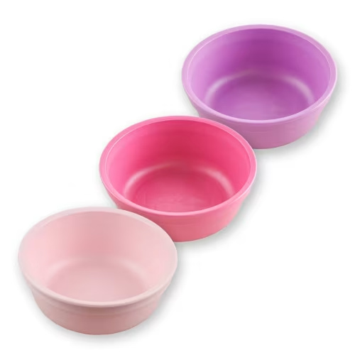 Re-Play 12 oz. Toddler Bowls for Snacks and Everyday Dining - Dishwasher and Microwave Safe - Made in USA - Set of 3 - Pixel Blush