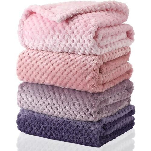 Frienda 4 Pcs Baby Blanket for Girls Boys Infant 32x24, Pink Color