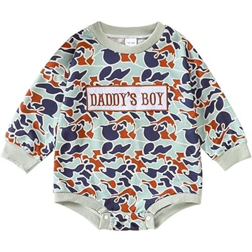 Newborn Baby Boy Girl Camouflage Embroidery Romper Infant Long Sleeve Bodysuit Coming Home Outfit