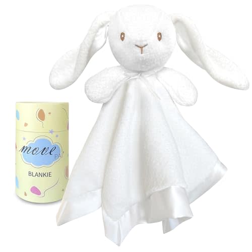 Loveys for Babies, Soft Baby Security Blanket Lovies for Babies, Stuffed Animals Blankie for Newborn Infant with Baby Snuggle Toy, Gilrs Gifts White Bunny Security Blanket 16 Inch