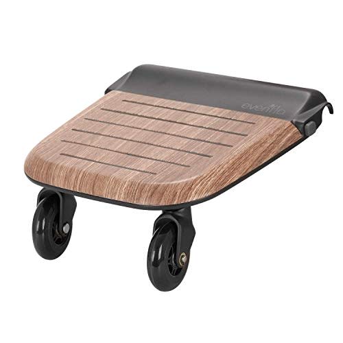 Evenflo Stroller Rider Board, Convenient Riding Options, Non-Skid Surface, Smooth-Ride Wheels, Easy to Use, Holds up to 50 Pounds, No Additional Parts Needed, Wood Grain - One Size