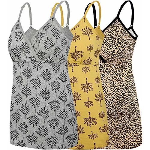 SUIEK Cotton Maternity Nursing Tank Tops Breastfeeding Cami Sleep Shirt