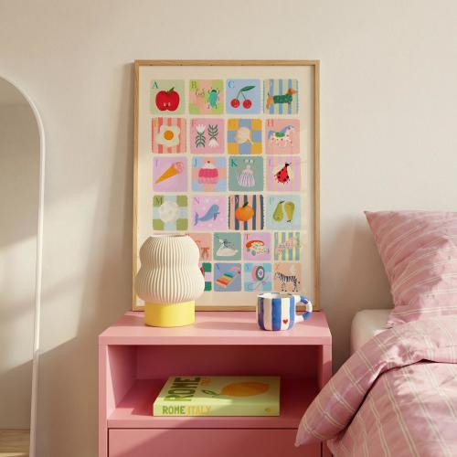 Pastel Kids A-Z Print: Rainbow ABC Nursery Art